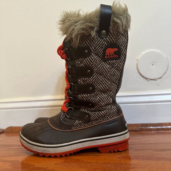 Sorel Tofino Tall Herringbone Fur Winter Boots Women's Sz 6.5 - Picture 11 of 11